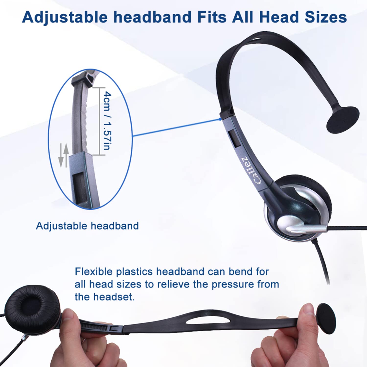 RJ9 Office Phone Headset with Noise Cancelling Microphone - Compatible with Yealink T46S/T42S/T48S, Avaya 1608/9608, Cisco & More - Perfect for Call Centers & Remote Work