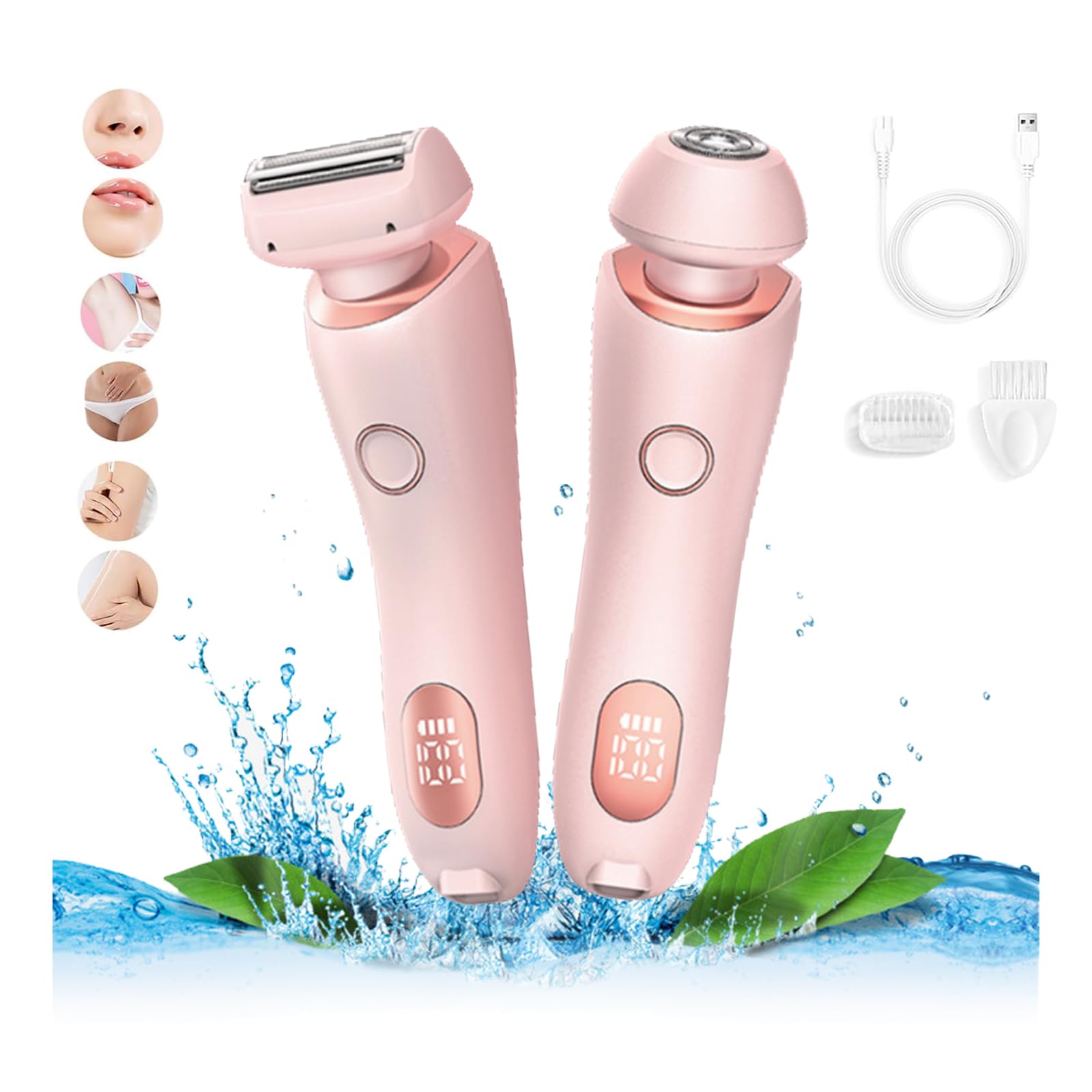 Silkglide Pro 2024 Women's Electric Razor - 2 in 1 Wet/Dry Shaver & Painless Epilator for Smooth Hair Removal at Home, Pink | Perfect for Travel, Gym & Quick Touch-Ups