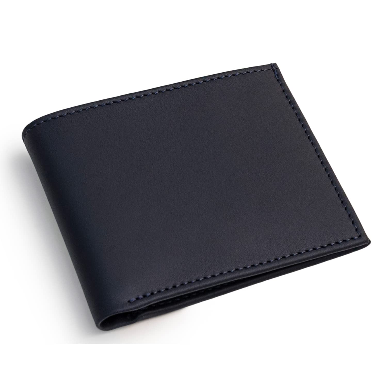 Premium Italian Leather Bifold Wallet for Men - Slim & Minimalist Genuine Calf Leather Wallet with Multiple Pockets - Navy Blue - Perfect Gift for Business, Travel & Everyday Use