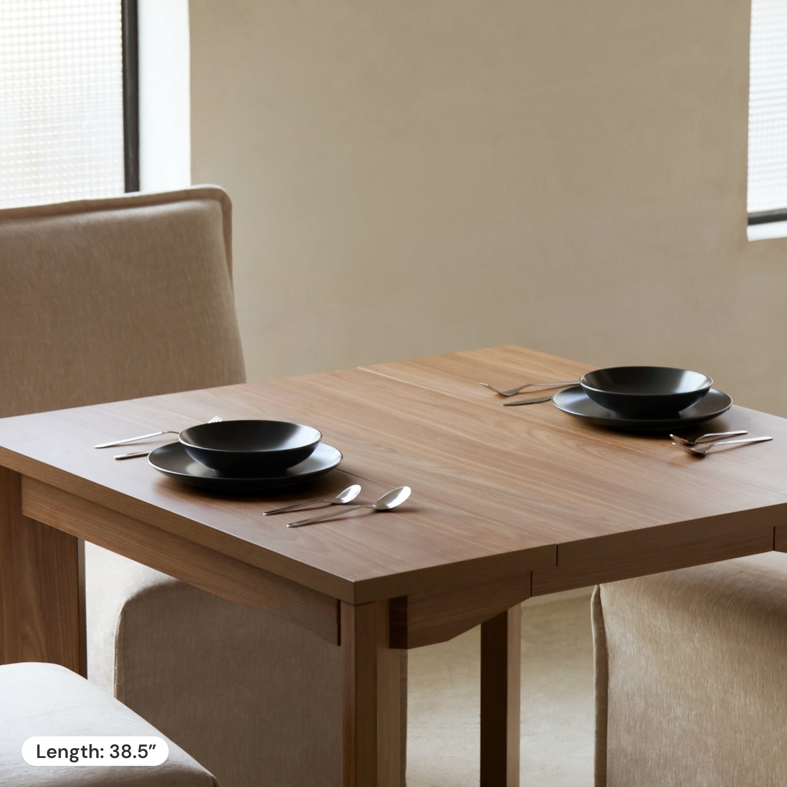 Extendable Flex Dining Table - Solid Walnut Wood Expandable Table for Small Spaces | Perfect for Apartments, Kitchens & Dining Rooms
