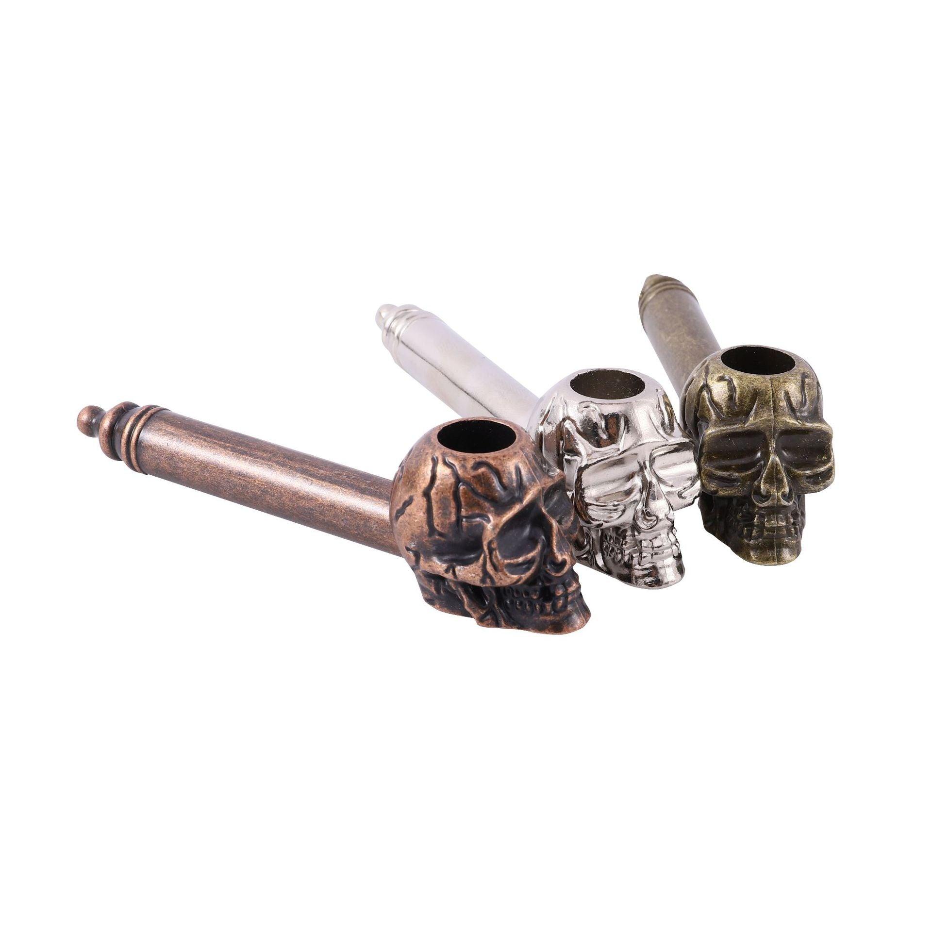 Ghost Head Skull Metal Pipe - Portable & Washable Bronze Copper Smoking Accessory for Weed, Tobacco & Herbs | Perfect for Travel, Camping & Outdoor Use
