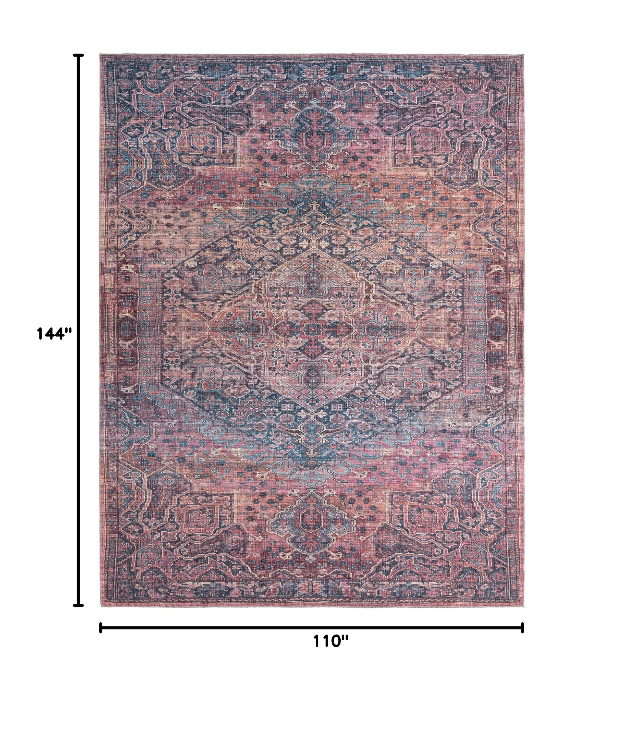 Washable 9' x 12' Rust Red Low-Pile Area Rug - Maahru Collection by Rugs.com | Soft & Durable for Living Rooms, Dining Rooms, Open Floor Plans | Perfect for High-Traffic Areas, Pet-Friendly Homes & Modern Decor