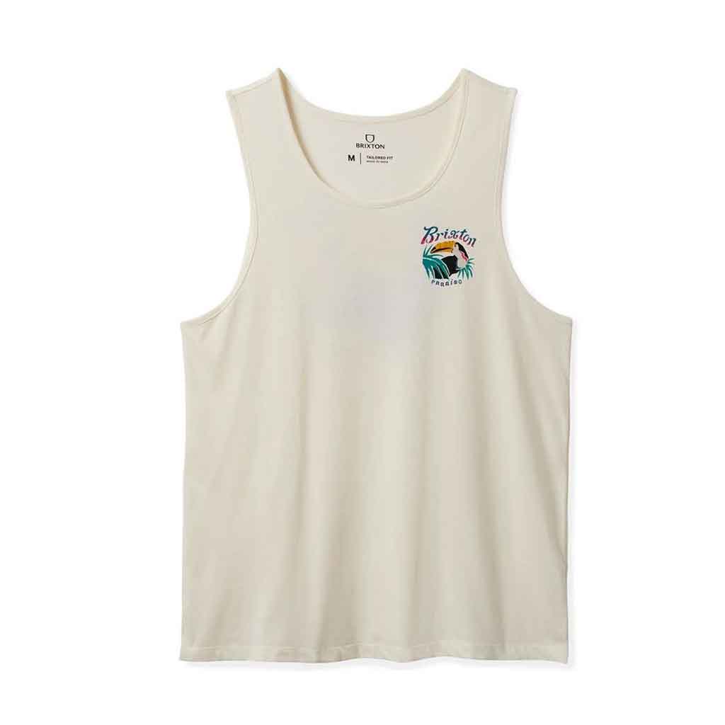 Brixton Paraiso Women's Tank Top - Soft Cotton Off White Sleeveless Shirt for Summer, Beach, and Casual Wear