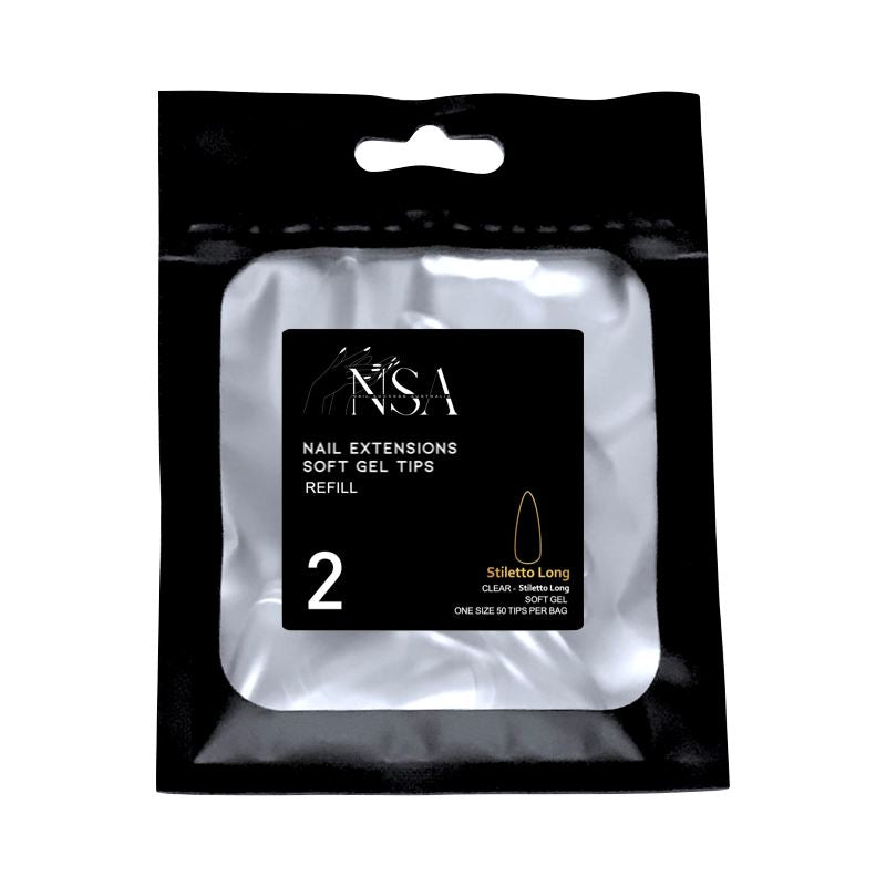Soft Gel Tips for Nails - 50pcs Refill Pack - Stiletto Shape - Perfect for Salon, DIY Manicures & Nail Extensions