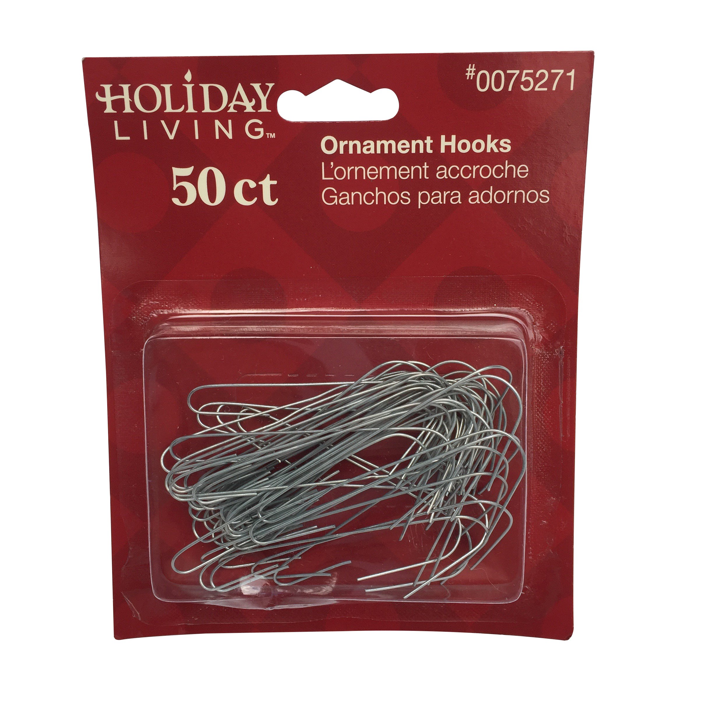 50 Pack Large Silver Christmas Ornament Hooks - Heavy Duty Decorative Hanging Hooks for Tree Decorations, Wreaths, and Holiday Displays