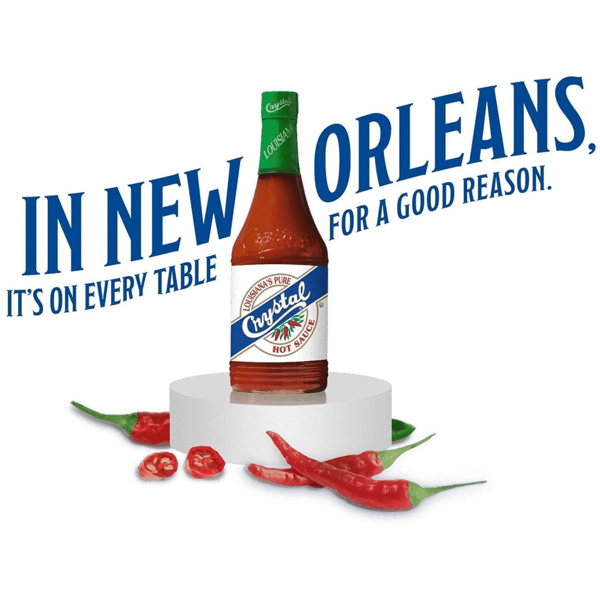 Louisiana Original Crystal Hot Sauce 12oz (Pack of 6) - Pure, Low Fat & Low Sodium Pepper Sauce - Perfect for Sandwiches, Wings, Pizza, Tacos, Soups & Cooking - Great for BBQ, Parties & Gifting