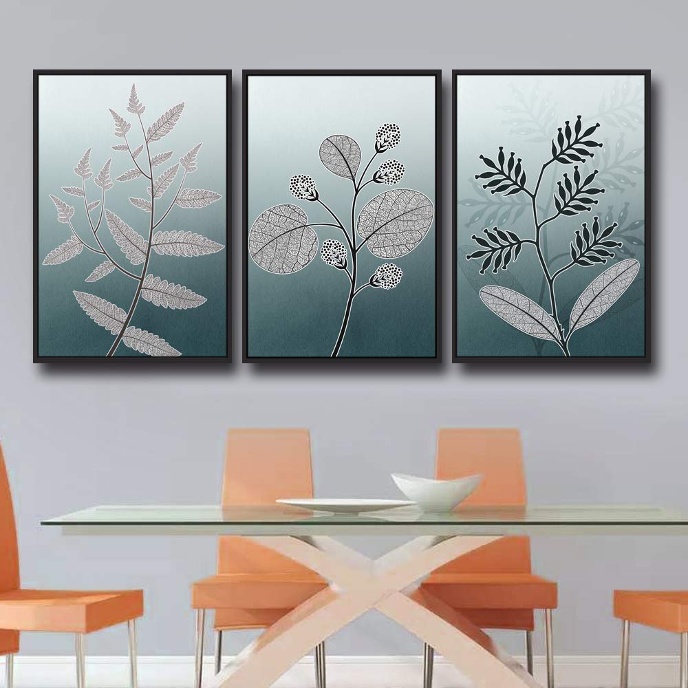 Leaf Theme Framed Canvas Wall Art Set - 3 Piece 16