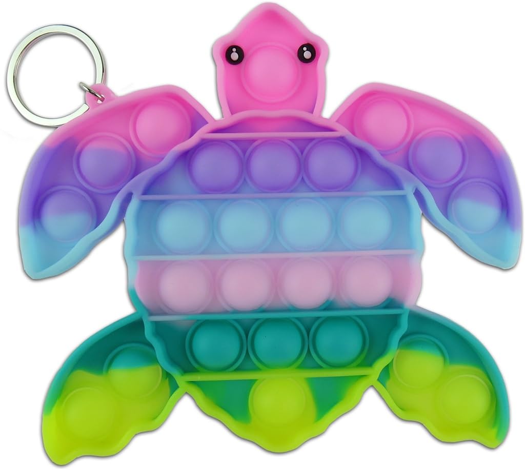 Hawaiian Island Style Fidget Popper Keychain - Aloha Honu Turtle Design, Stress Relief Sensory Toy for Kids & Adults - Perfect for Travel, Office, and Anxiety Relief