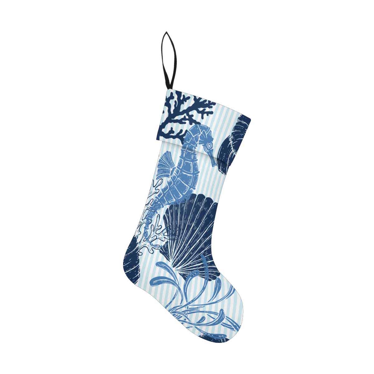 INTERESTPRINT Seashell & Seahorse Christmas Stockings - Family Holiday Decor for Xmas Party, Fireplace Mantel & Festive Home Decorations