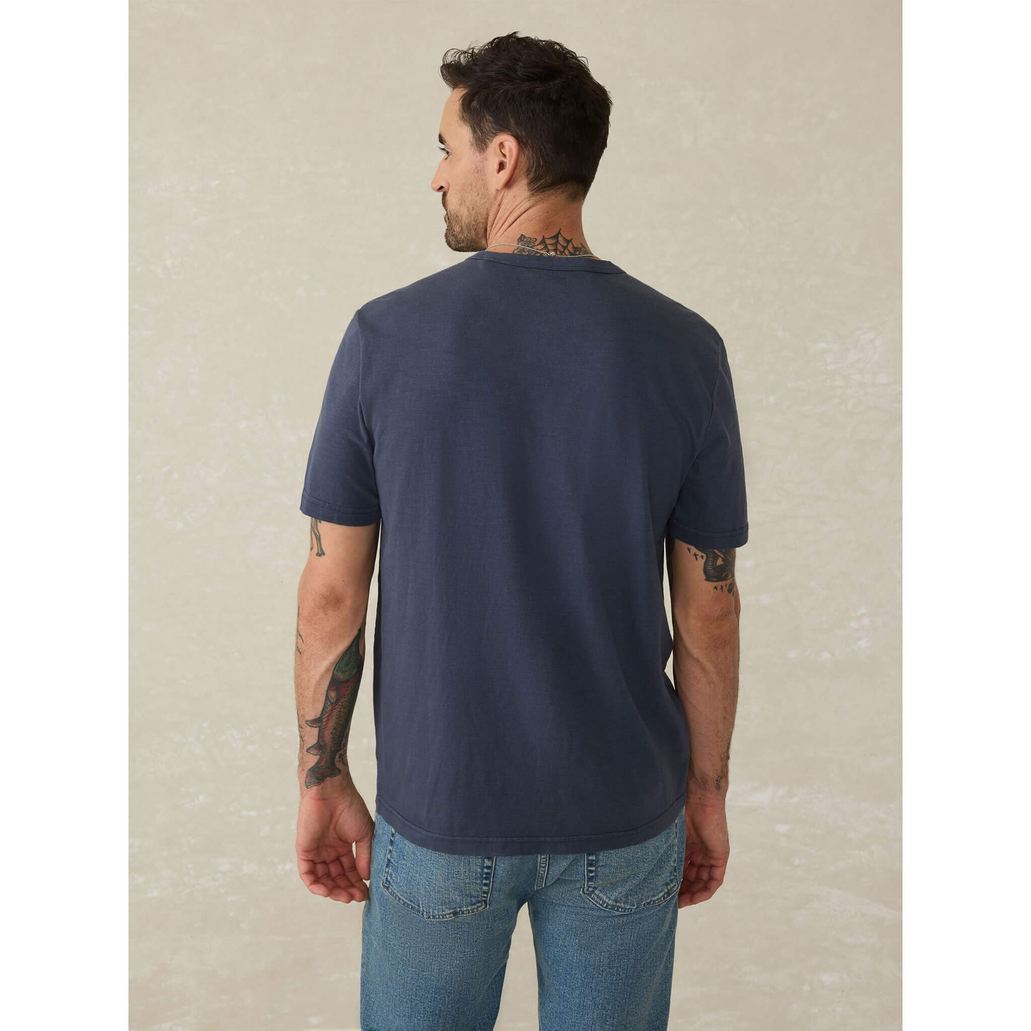 Faherty Sunwashed Pocket T-Shirt for Men | Soft Cotton Crewneck Tee | Casual & Beach Wear | Dune Navy Color | Perfect for Summer Outfits and Relaxing Weekends