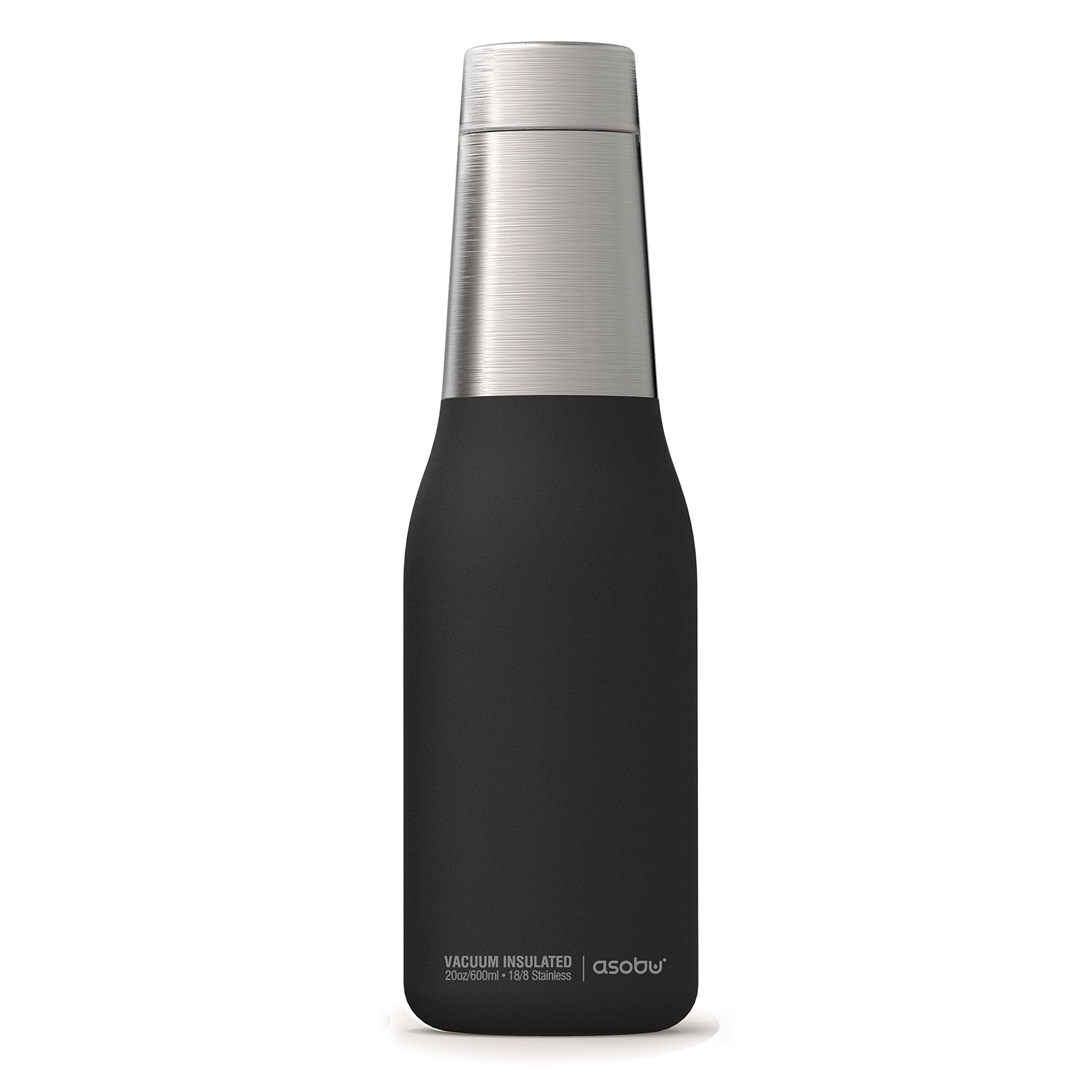 Asobu The Oasis 20oz Vacuum Insulated Stainless Steel Water Bottle - Double Wall Leakproof Design for Hot & Cold Drinks - Perfect for Gym, Hiking, Office & Outdoor Activities (Black)