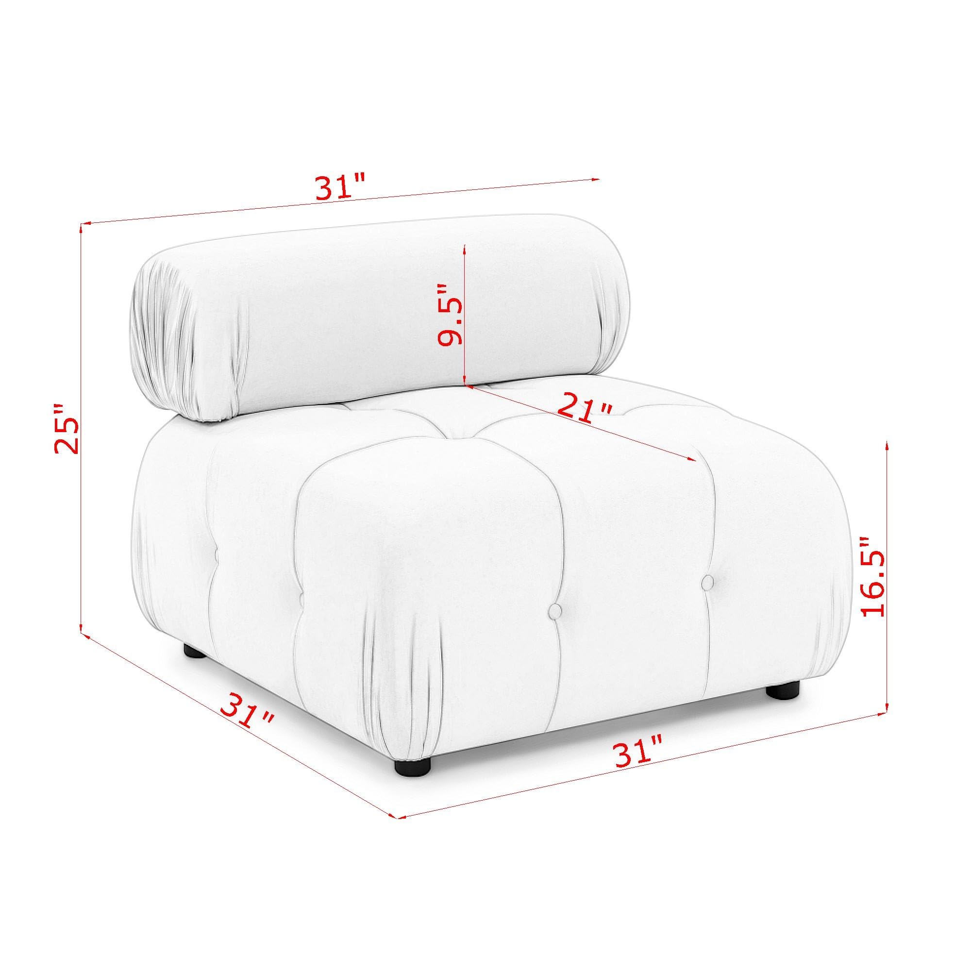 Polibi Modular Sectional Sofa - L Shaped Reversible Ottoman Couch with Button Tufted Design, DIY Combination Living Room Sofa in Grey Velvet Fabric - Perfect for Small Spaces, Apartments & Modern Home Decor