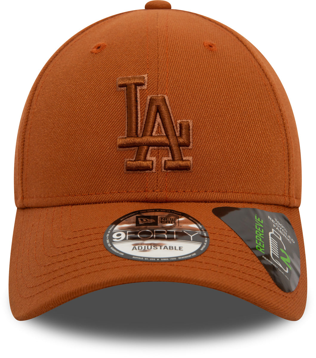 Los Angeles Dodgers New Era 9Forty Repreve Outline Tan Adjustable Baseball Cap - Official MLB Hat for Men & Women, Perfect for Sports Fans, Casual Wear & Outdoor Activities