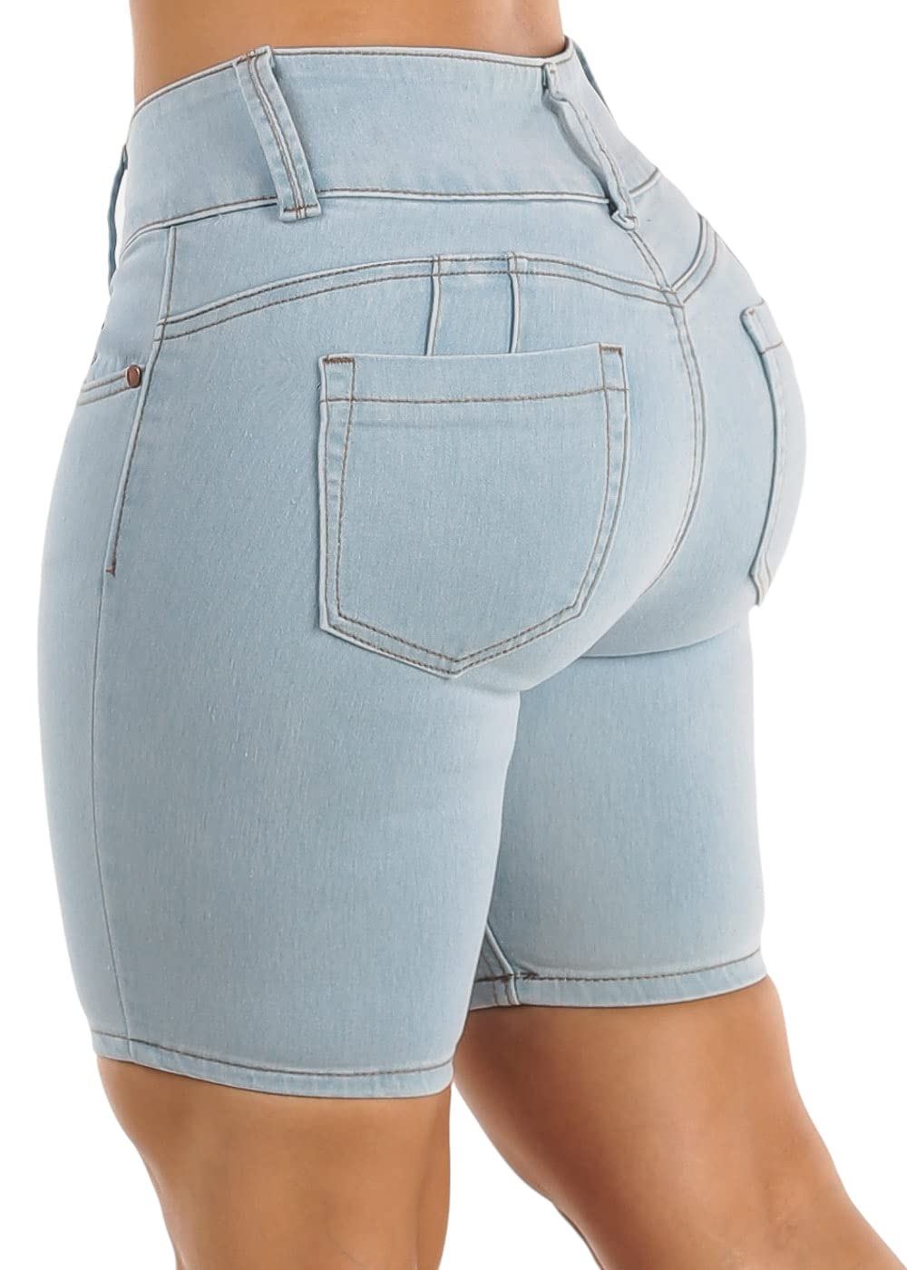 Women's Butt Lifting Bermuda Shorts - High Waist Stretch Denim Biker Shorts for Workout & Casual Wear | Perfect for Gym, Running & Everyday Fashion