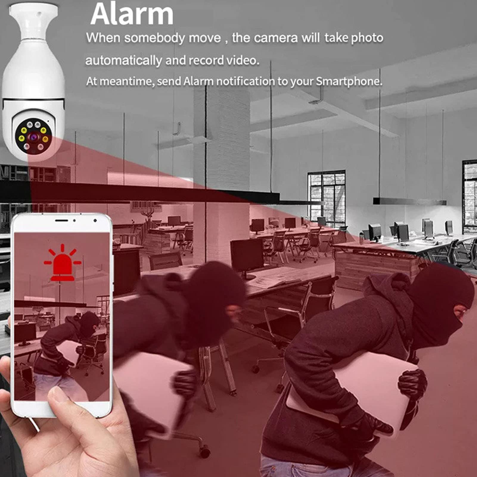 Fansheng Wireless 360° Panoramic Security Camera Light Bulb - 1080P HD Smart Home Surveillance with Night Vision, Motion Detection & 2-Way Audio - Works with E27 Lampholder - Perfect for Indoor/Outdoor Home Security & Baby/Pet Monitoring