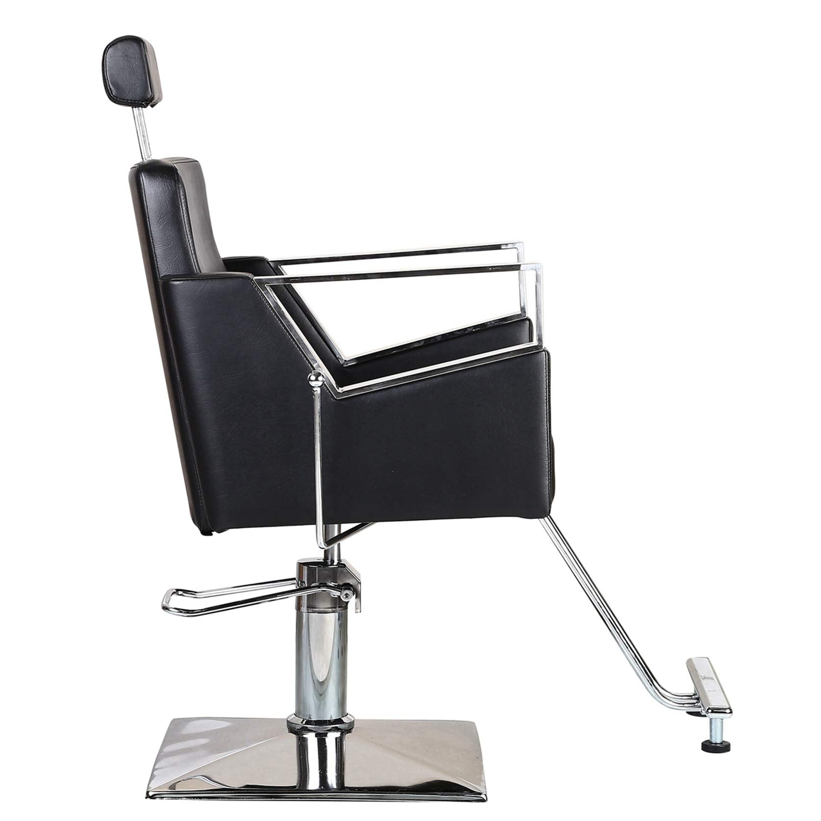 Professional Hydraulic Barber Chair - Adjustable Recline Salon Styling Chair with Black Square Base for Haircuts, Shaves & Styling | Perfect for Barbershops, Salons & Home Use