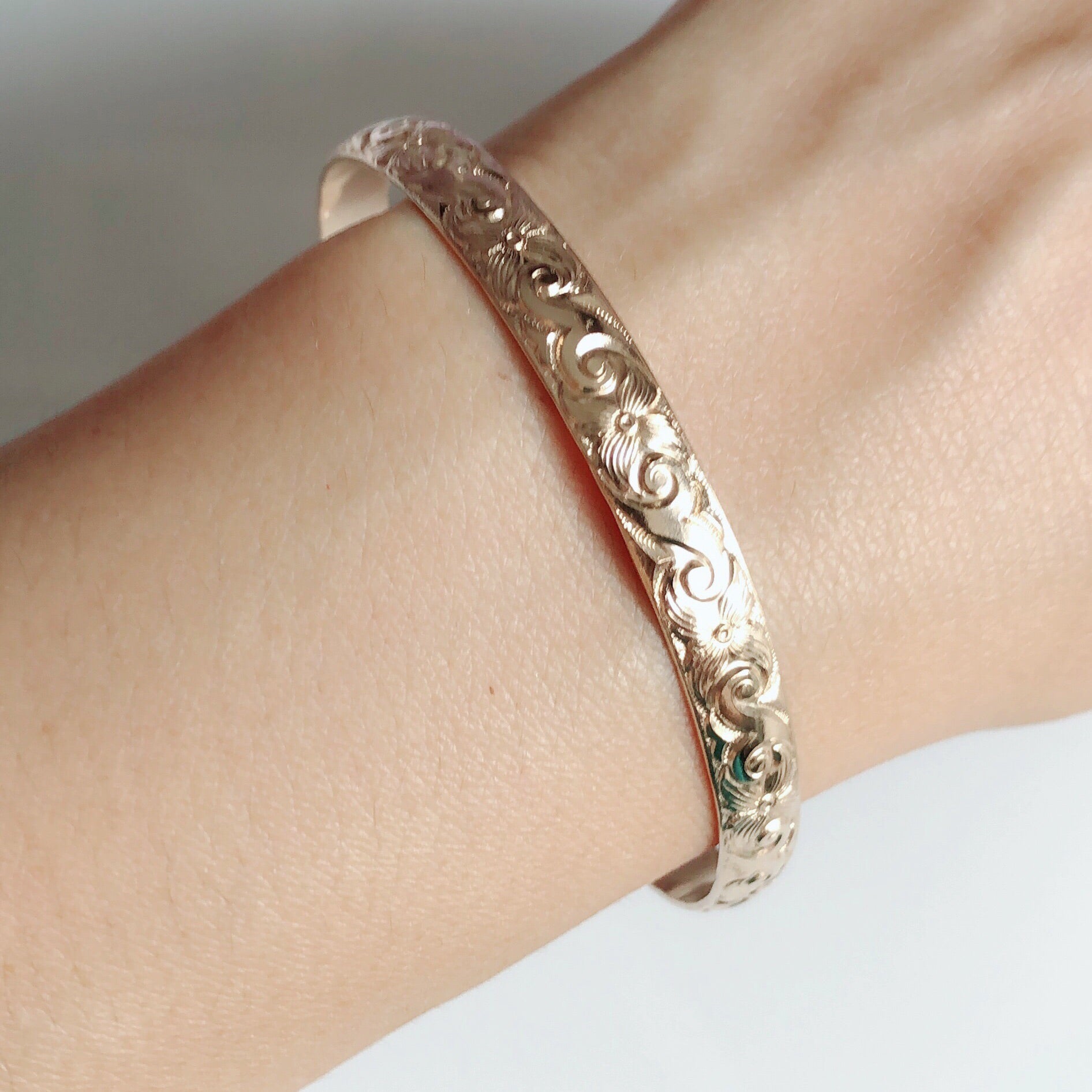6mm Heirloom Jasmine Bangle Bracelet (B423) - Elegant & Timeless Jewelry for Women, Perfect for Weddings, Parties & Special Occasions