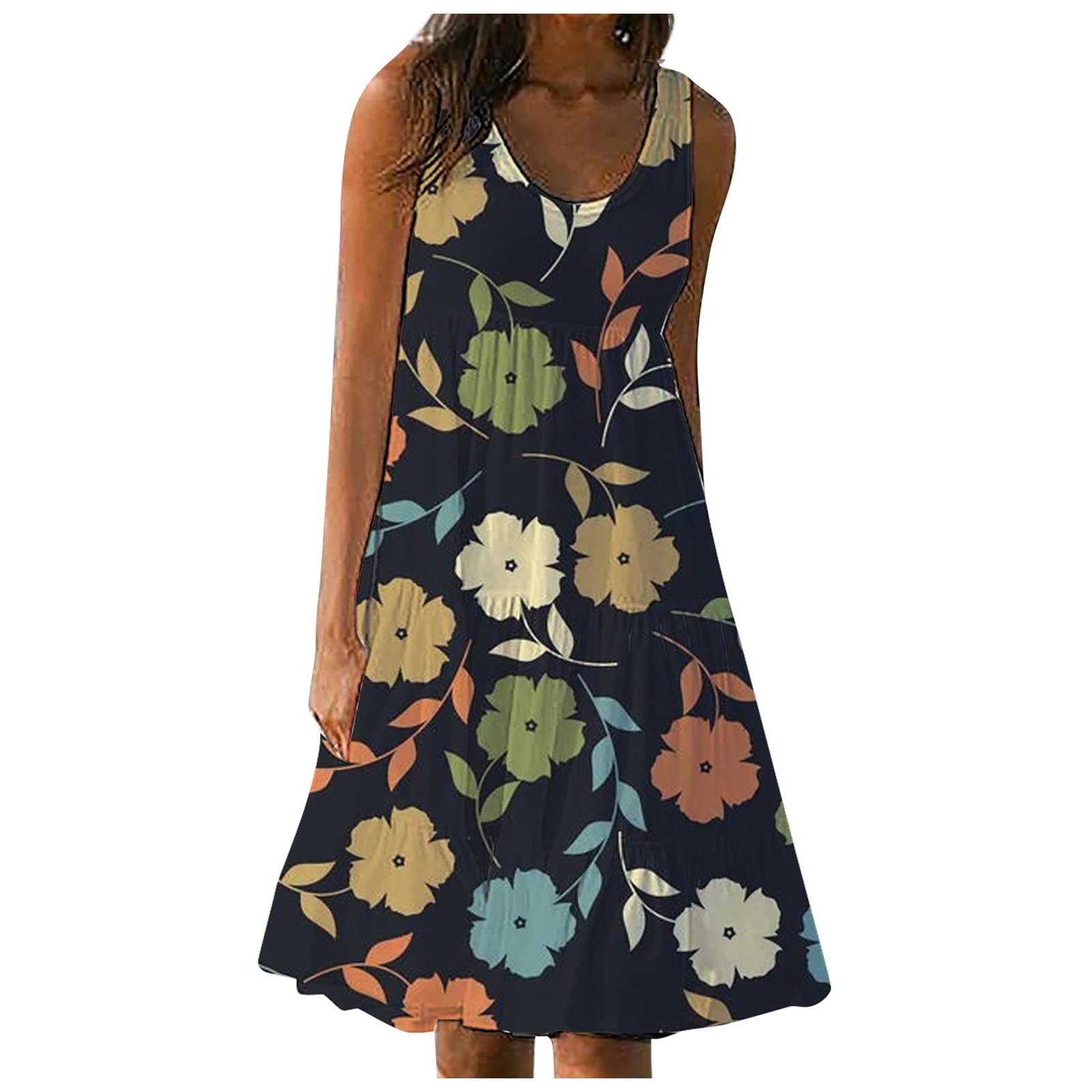Plus Size Floral Maxi Dress for Women - Loose Casual Vintage Sundress with Sleeveless Tank Design | Perfect for Beach, Summer, and Boho Fashion Outfits