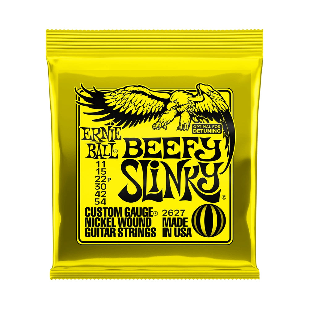 Ernie Ball 2627 Beefy Slinky Nickel Wound Electric Guitar Strings (11-54 Gauge) - Perfect for Heavy Riffs & Drop Tuning in Rock & Metal Music
