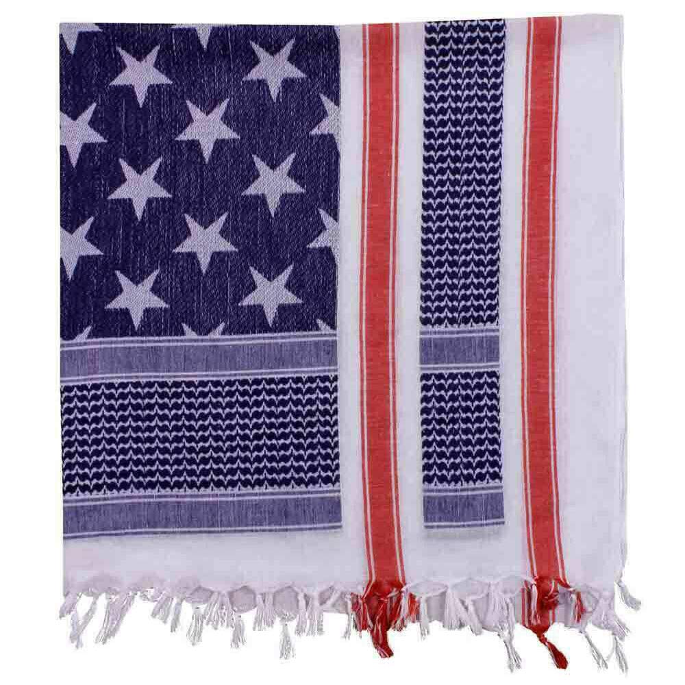 Red White and Blue 8-Piece Military Tactical Scarf Set - Breathable Cotton Desert Shemagh (42''x42'') for Outdoor, Hiking & Motorcycle Riding - Arab Paisley Head Wrap & Face Cover