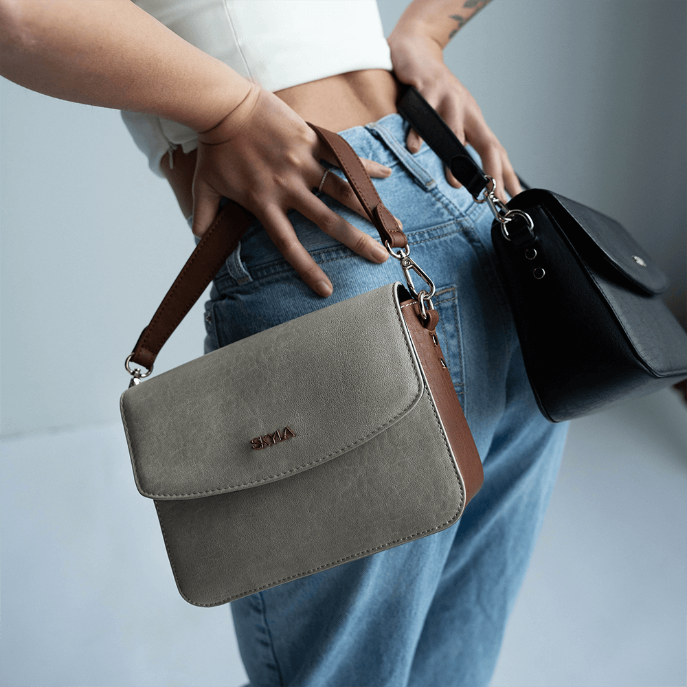 Gracie Classic Vegan Leather Satchel Handbag for Women - Black | Stylish & Eco-Friendly Crossbody Bag for Work, Travel & Everyday Use
