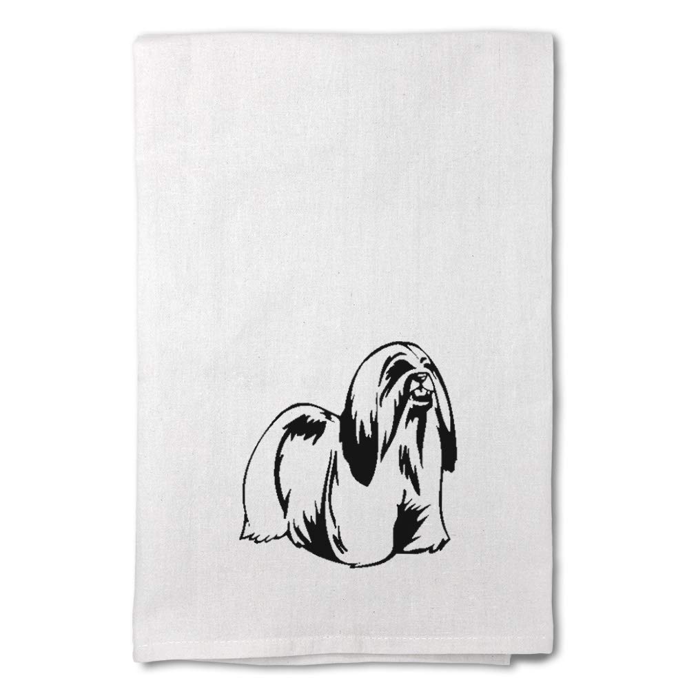 Custom Printed Lhasa Apso Dog Design Kitchen Towels - Absorbent Flour Sack Dish Towels for Cooking & Cleaning - Perfect Pet Lover Gift for Kitchen Decor