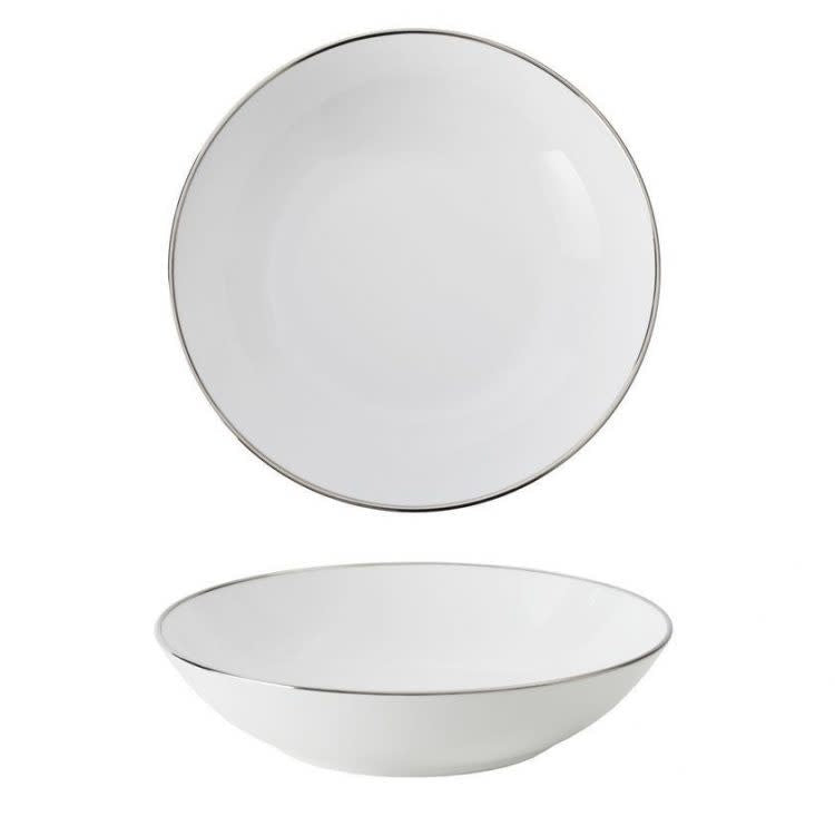 Christofle Albi Platinum Porcelain Soup & Cereal Bowl - Elegant Dining & Breakfast Tableware for Home & Restaurant Use