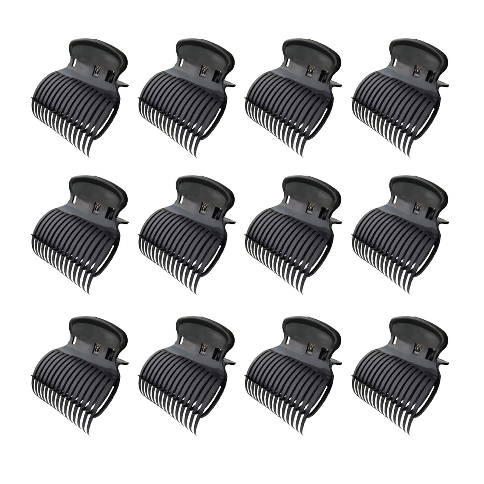 12pcs Hair Roller Clips - Heat Resistant Curling Clips for Perm & Styling - Random Colors (Black) - Perfect for Salon, Home Use & Travel Styling