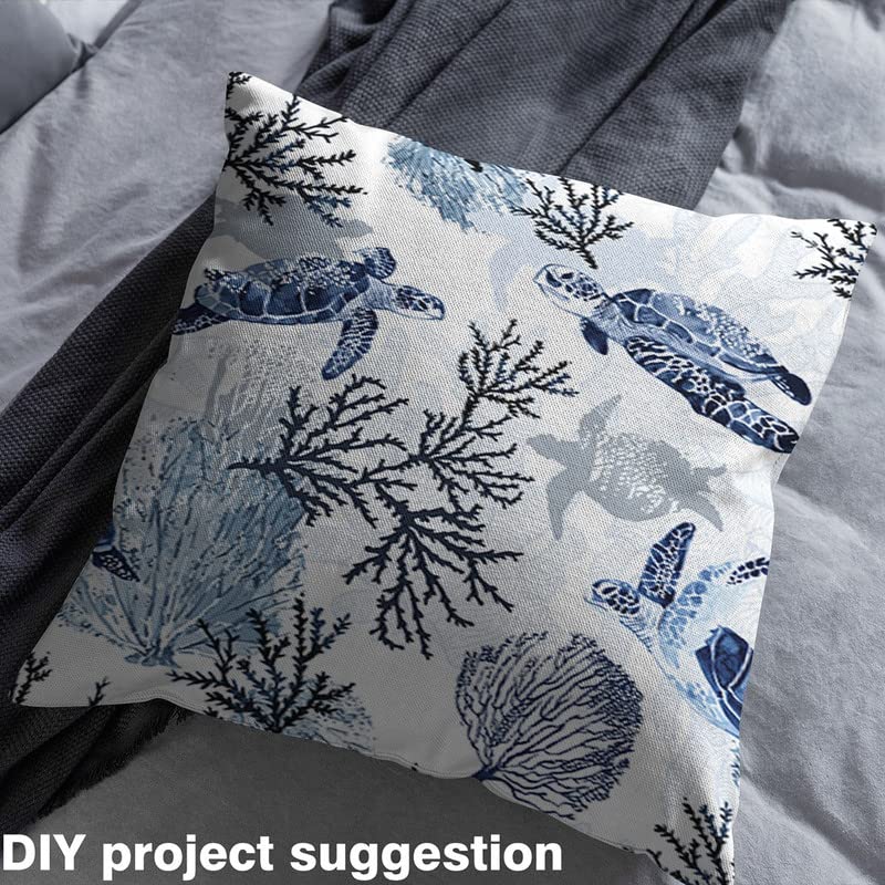 Feelyou Waterproof Navy Blue Sea Turtle Upholstery Fabric by The Yard - Ocean Reptile Tortoise Pattern for Chairs, Coastal Decor, Nautical Beach Theme (3 Yards) - Perfect for Outdoor Furniture, Pillows, and Beach House Decorations