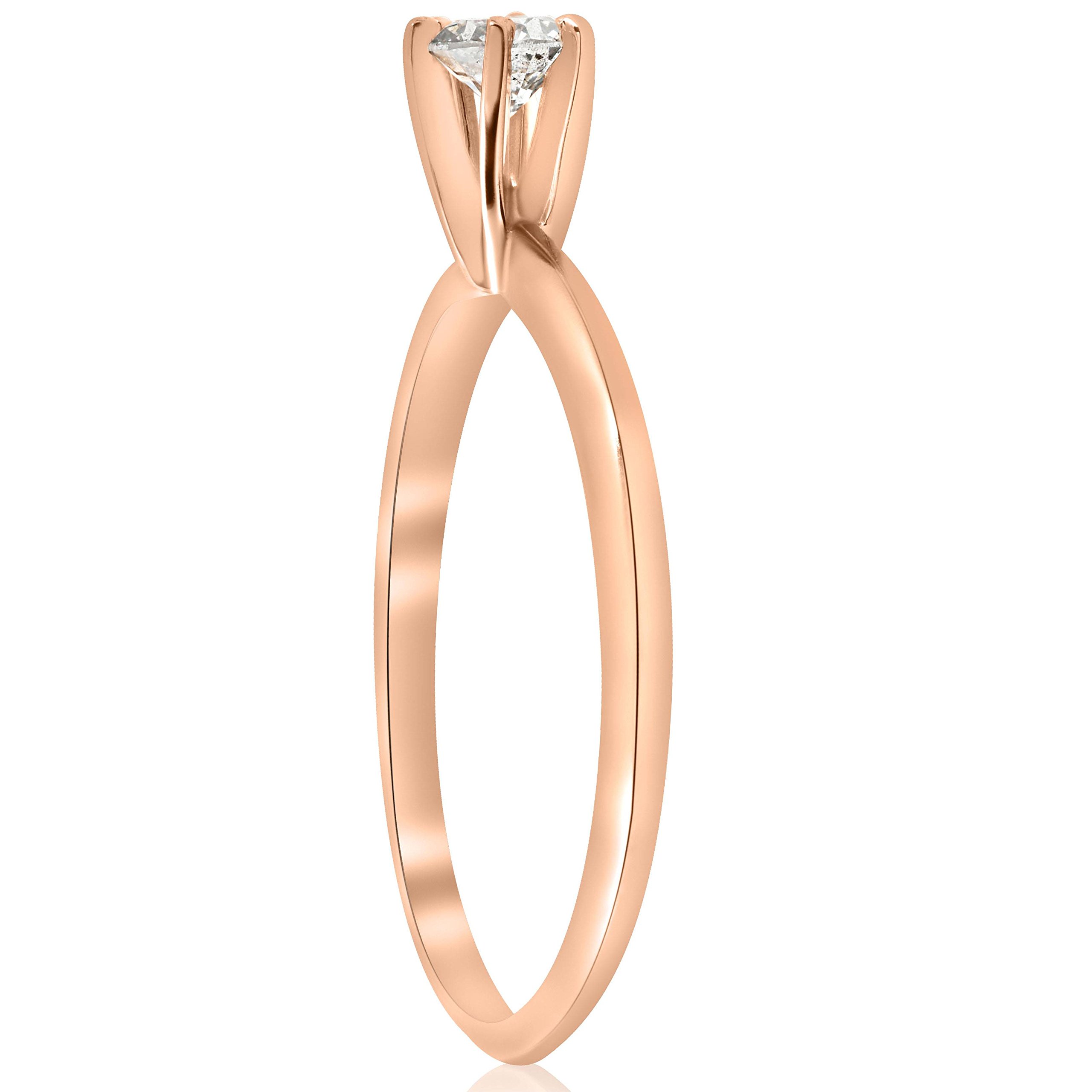 1/4 Carat Solitaire Diamond Engagement Ring - 14K Rose Gold Wedding Band for Women - Perfect for Proposals, Anniversaries & Bridal Jewelry