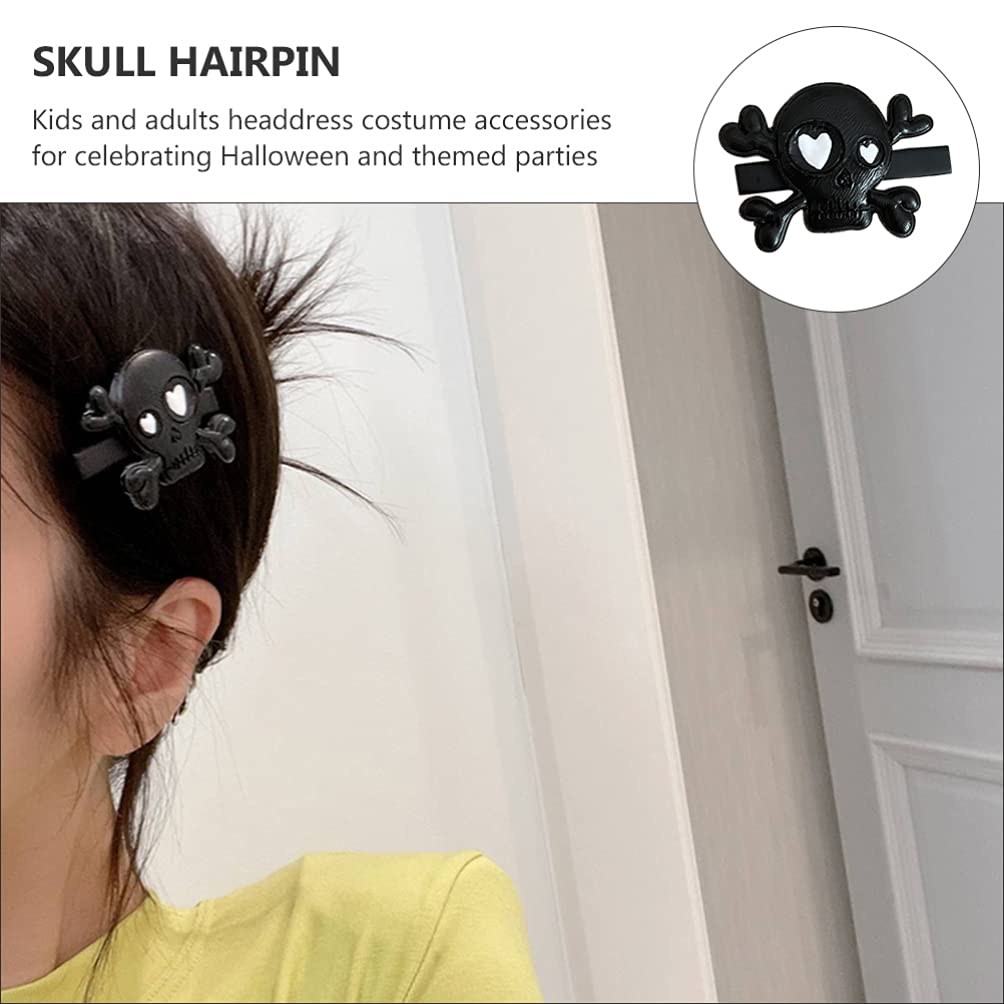 FRCOLOR 2Pcs Halloween Skull Hair Clips - Gothic Skeleton Hair Pins Metal Barrettes for Women & Girls | Perfect for Halloween Parties, Cosplay & Gothic Fashion Accessories