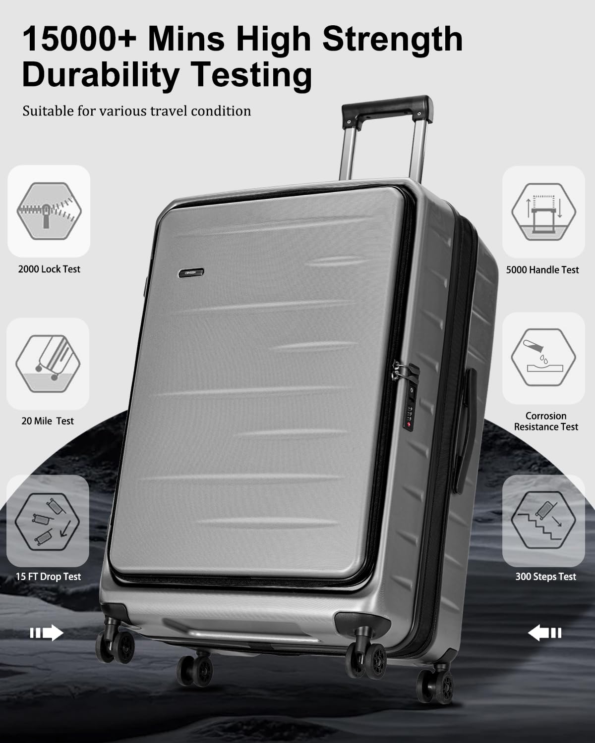 28 Inch Expandable Checked Luggage with Spinner Wheels - Lightweight ABS+PC Hard Shell Suitcase with TSA Lock & Top Opening - Perfect for International Travel & Long Trips (Dark Gray, 1PC)