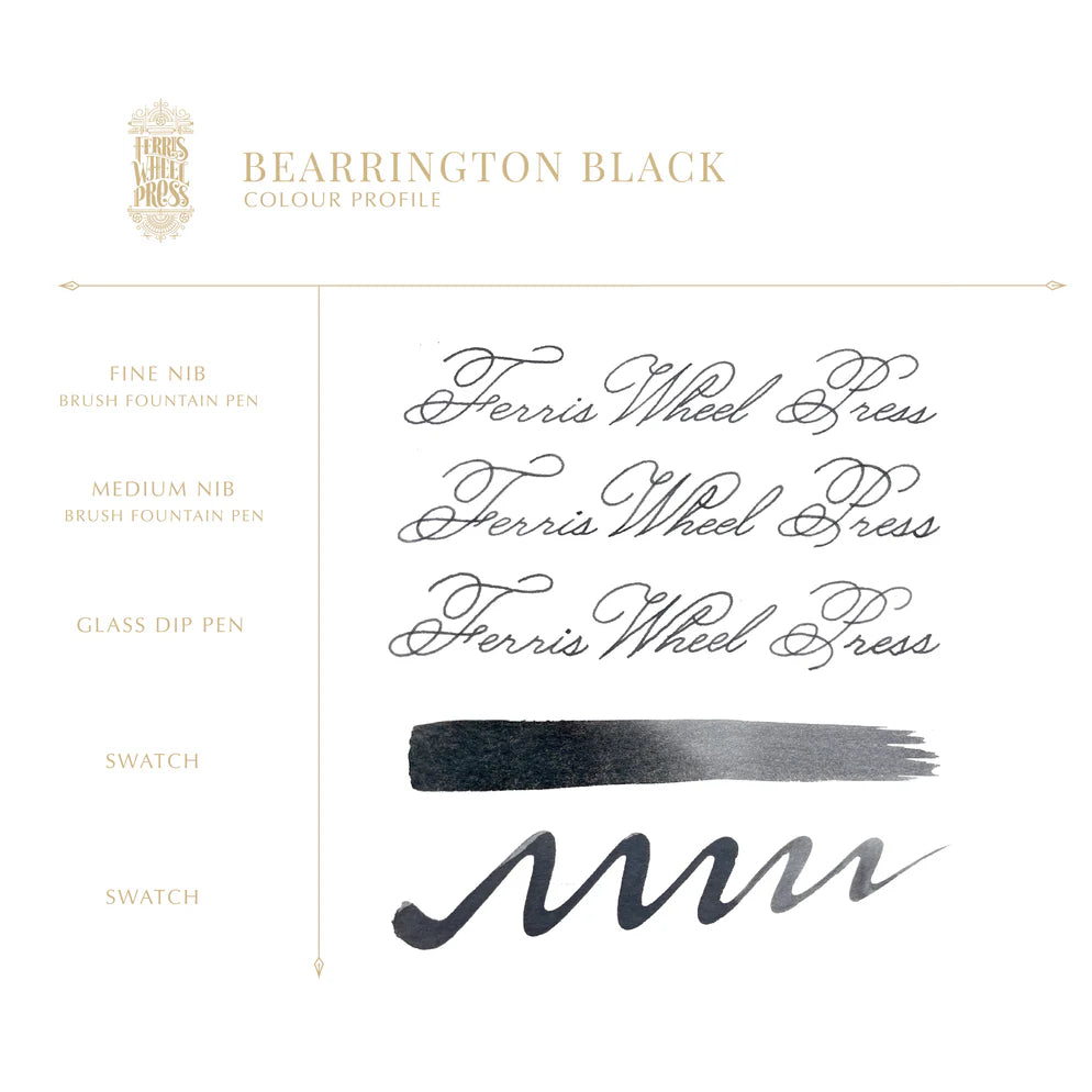 38ml Bearrington Black Ink - Premium Quality for Calligraphy, Drawing & Tattoo Designs - Perfect for Artists, Crafters & Professionals