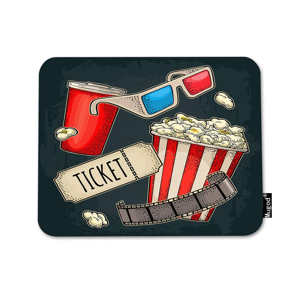 3D Movie Theater Mouse Pad with Popcorn, Drink & Ticket Design - Non-Slip Rubber Base Gaming Mouse Mat for PC, Laptop, Office & Home (9.5x7.9 Inch) - Perfect for Movie Nights, Gaming Sessions & Workstations