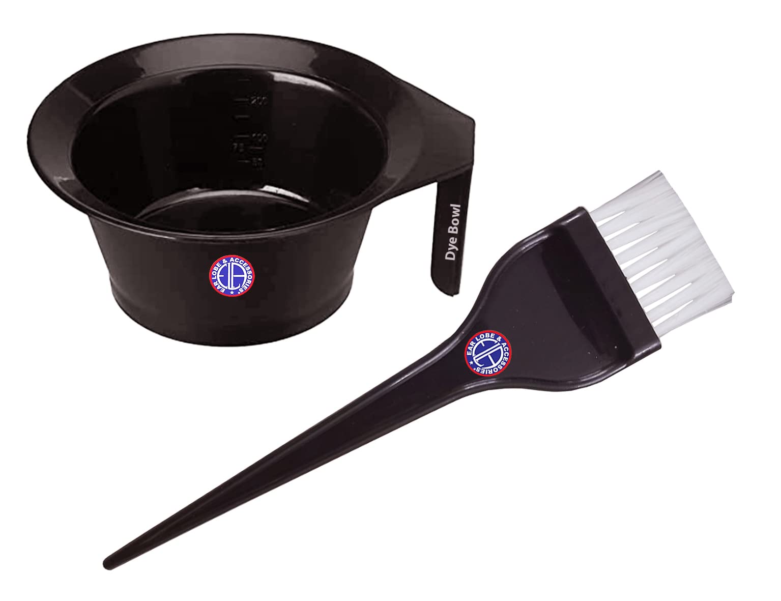 Professional Ear Lobe & Hair Dye Bowl with Flat Face Brush Kit - Perfect for Salon, Home Hair Coloring & Tattoo Aftercare