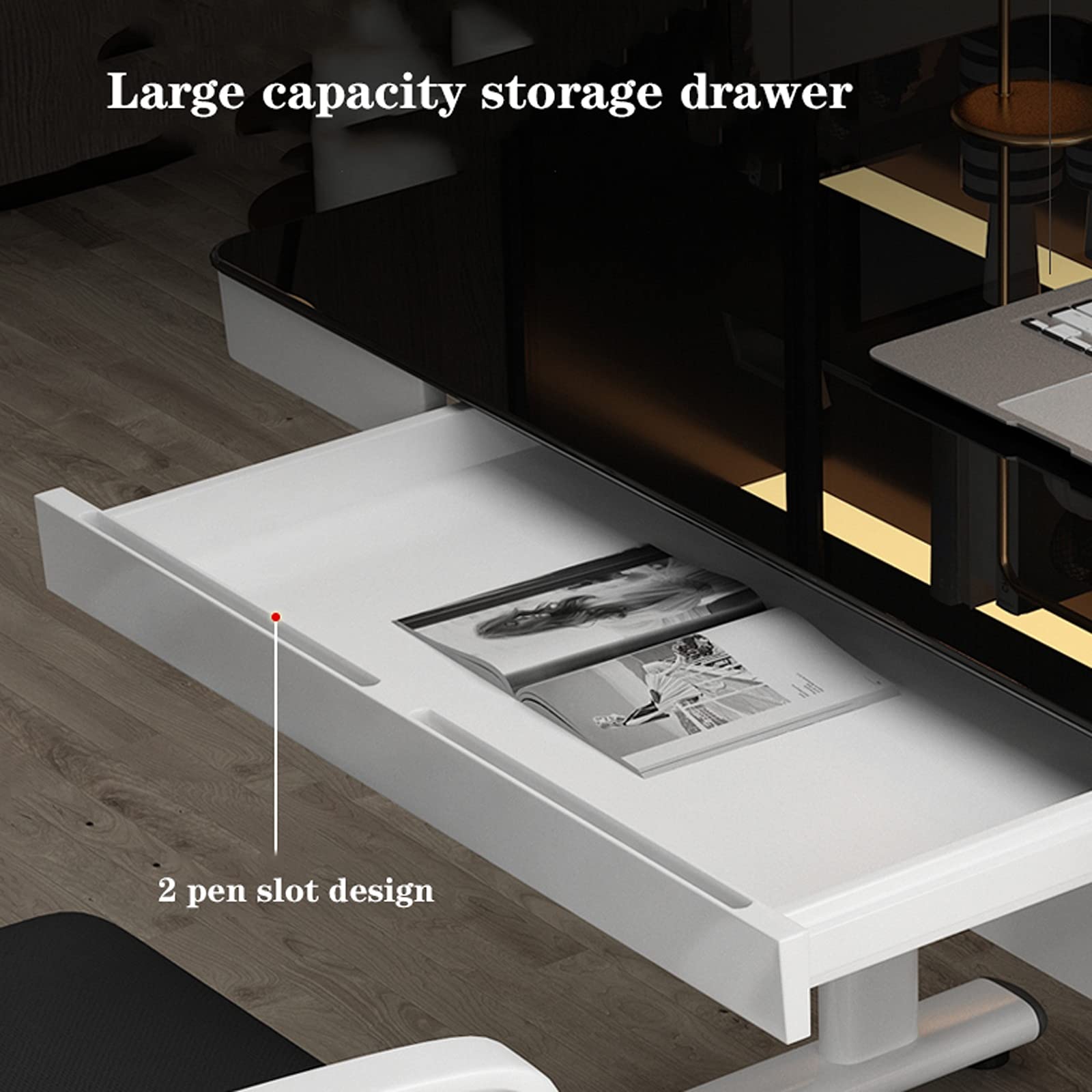 Height-Adjustable Study Computer Desk with Drawer - Manual Lifting Standing Desk for Home Office, Gaming & Writing Workstation - Modern Minimalist Design for Work, Study & PC Use