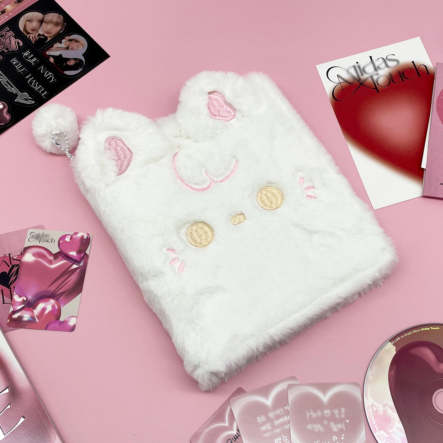 4 Pocket Photo Album for Collectible Cards - Mini Scrapbook with 160 Pockets - Kpop Photo Holder (Kitty Design) - Perfect for Trading Cards, Photos & Memorabilia Storage