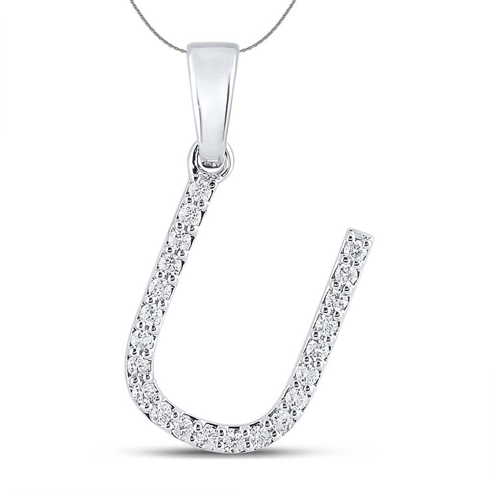 Diamond Initial A-Z Letter Necklace for Women & Girls - 10K White Gold 18