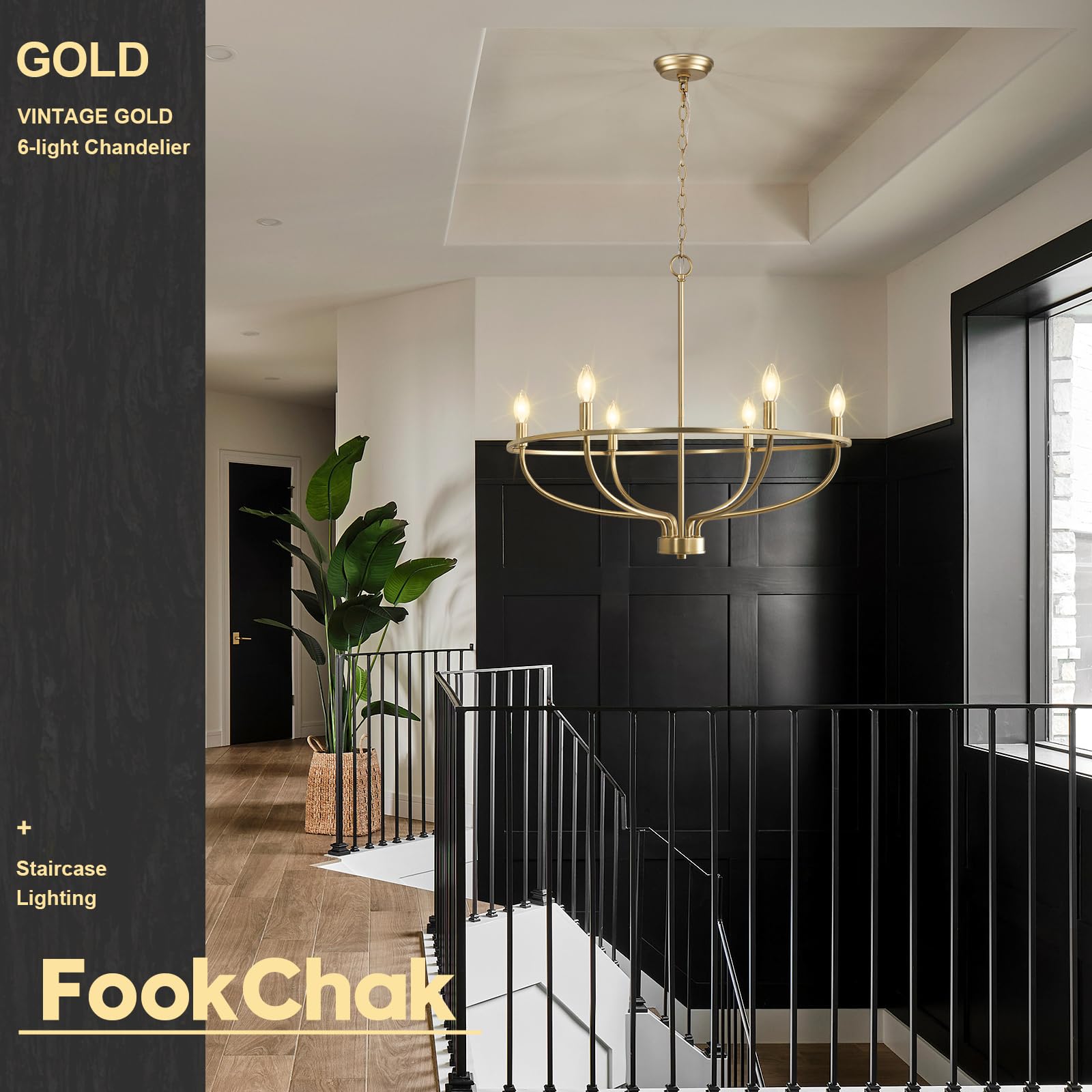 6-Light Brushed Gold Chandelier - 29
