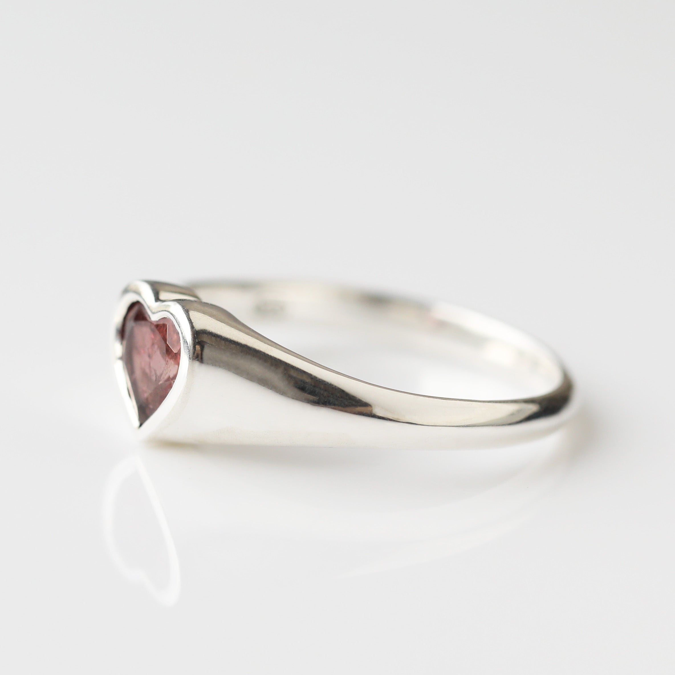 Elegant Tourmaline Heart Signet Ring for Women - Sterling Silver Jewelry Gift for Her - Perfect for Valentine's Day, Anniversary & Special Occasions
