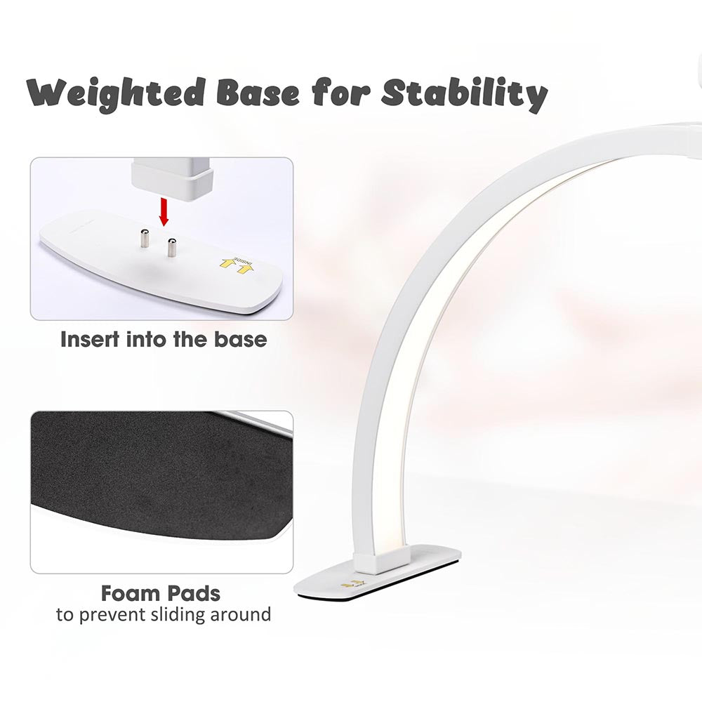 Professional LED Desk Lamp for Nail Tech & Lash Extensions - Adjustable Brightness White Light - Perfect for Salon, Home Studio & Beauty Workspaces