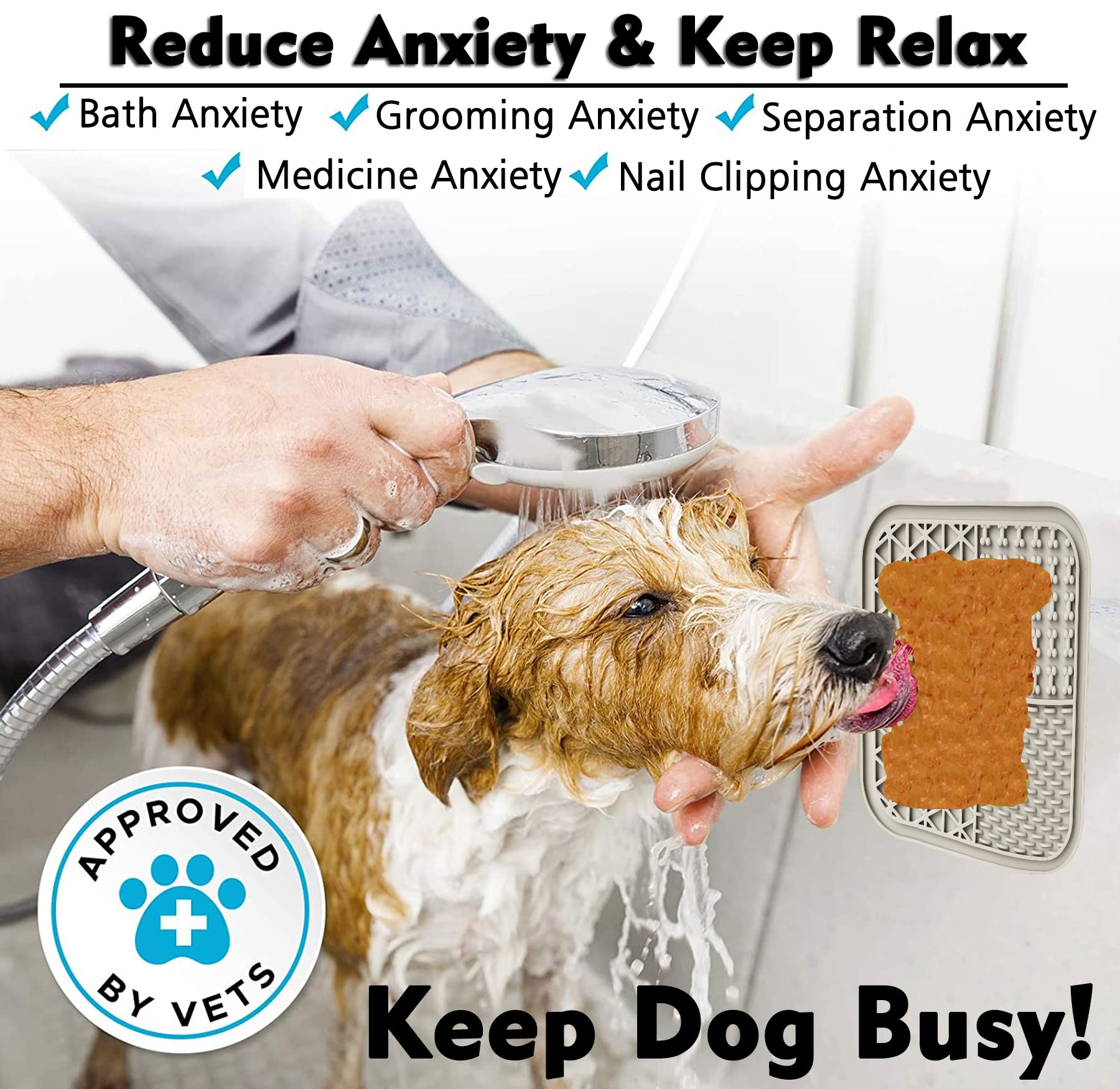 **Slow Feeder Lick Mat for Dogs & Cats - Peanut Butter Licking Pad with Suction Cups for Anxiety Relief, Grooming, Bathing & Training - Non-Slip Dog Treat Dispenser (Grey) | Perfect for Stress Relief & Mealtime Enrichment**