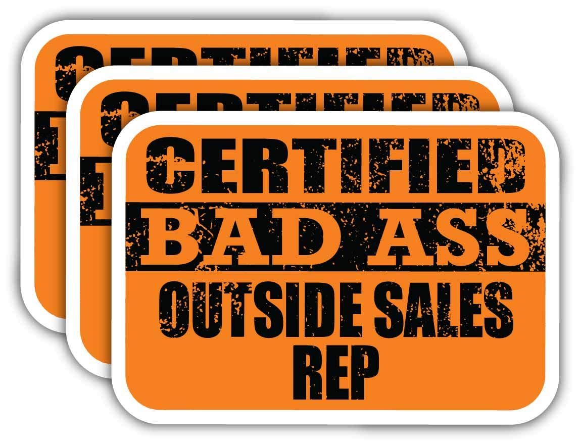 Certified Badass Sales Rep Stickers - 3M Vinyl Decal for Laptops & Cars - Funny Job Gift