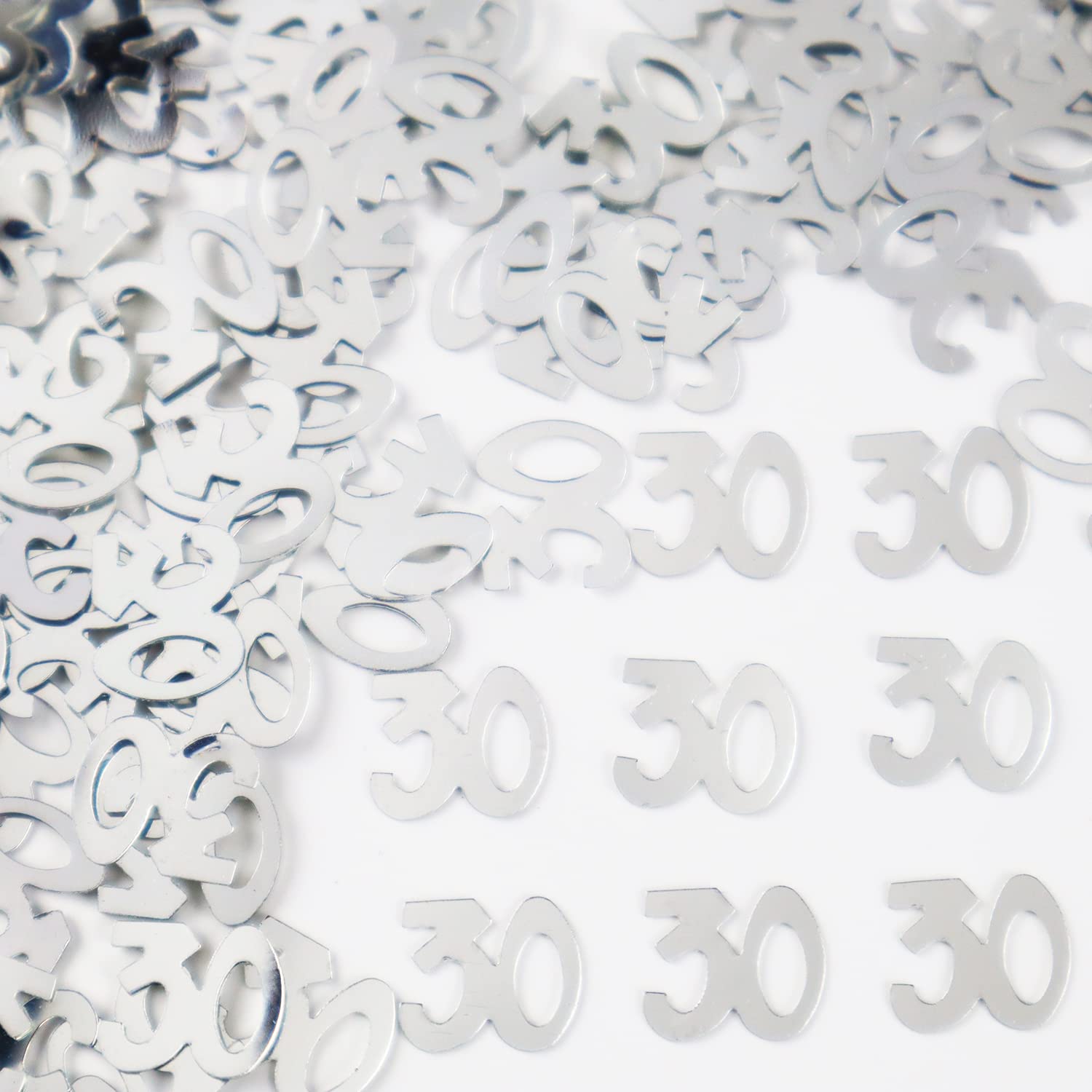 30th Birthday Confetti - Silver Number 30 Table Decorations for Anniversary Parties | Happy Birthday Party Supplies | Perfect for Table Scatters, Cake Toppers & Celebration Decor