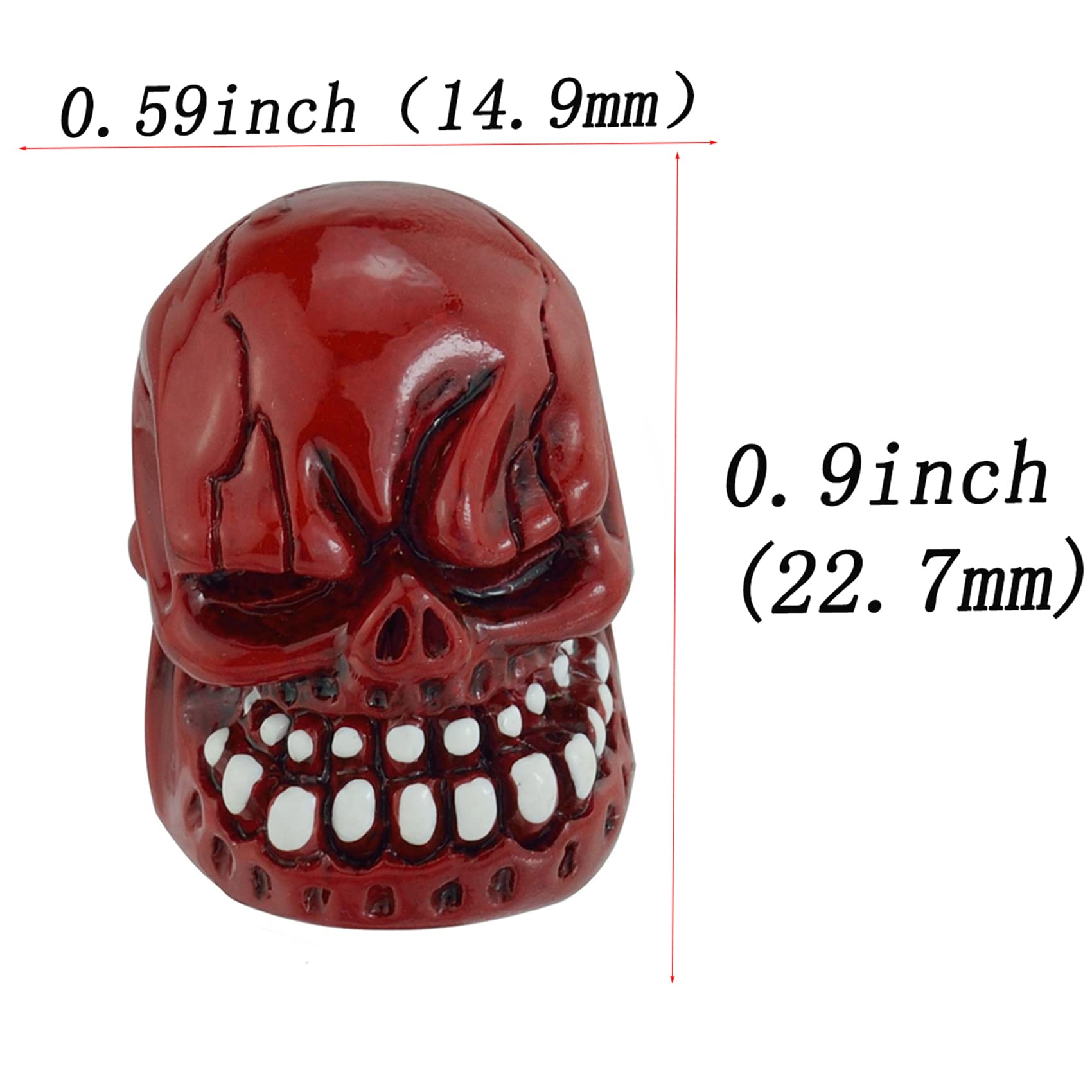 Abfer Skull Valve Stem Caps - Red Tire Pressure Dust Covers for Cars, Trucks, Motorcycles & Bikes - Universal Fit for Most Vehicles - Protect Valve Stems from Dirt & Debris on Road Trips & Off-Road Adventures