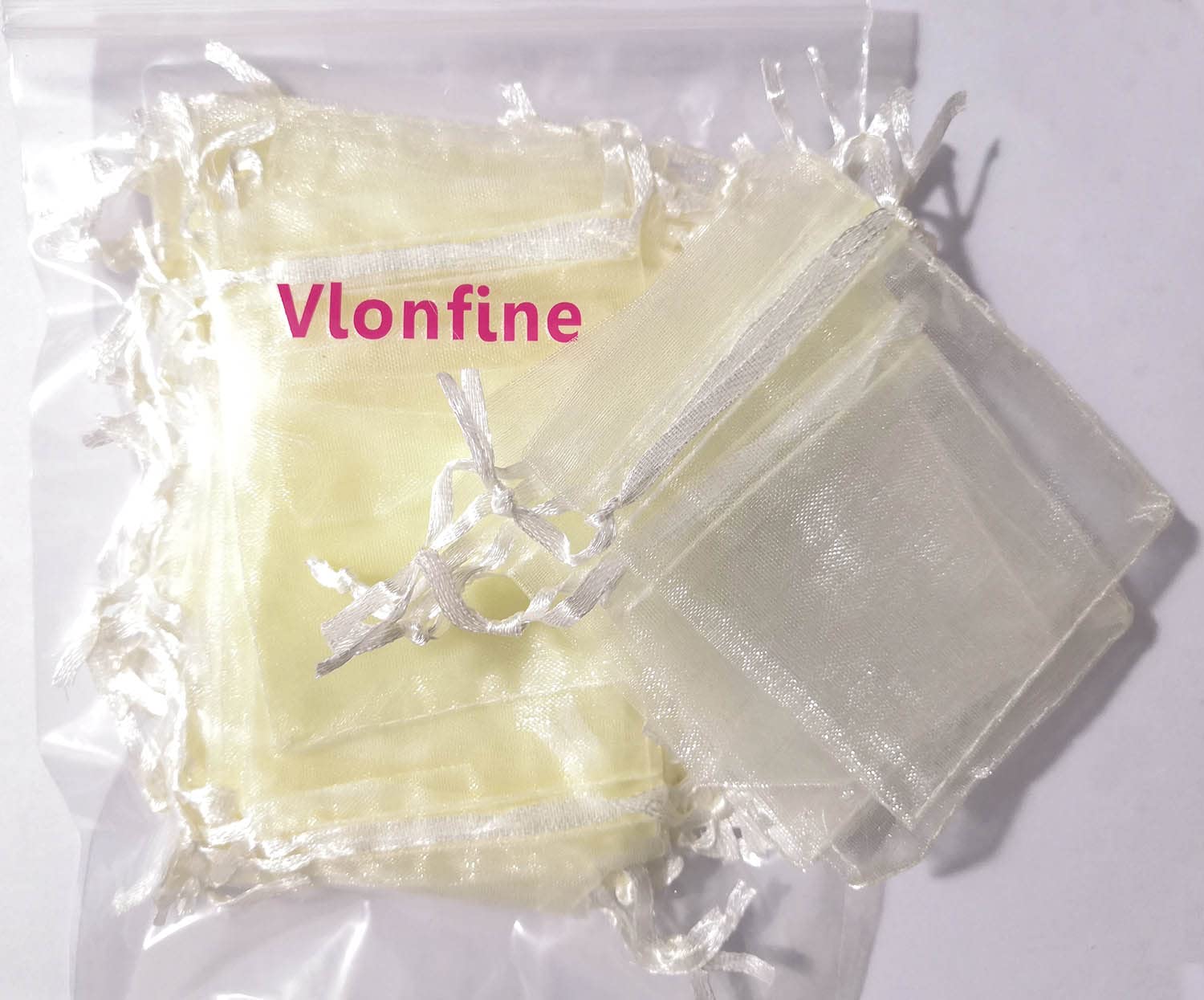 Vlonfine 100Pcs Ivory Organza Gift Bags 3x4