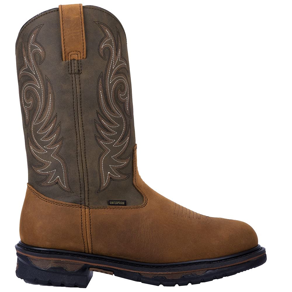 Laredo Men's 11 Inch Waterproof Soft Toe Work Boots - Brown Leather Duty Shoes for Construction, Hiking & Outdoor Work