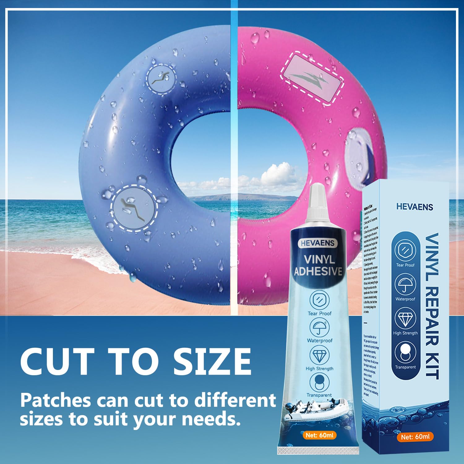 Heavy Duty Air Mattress Patch Kit - Inflatable Repair Kit for Air Mattress, Bounce House, Pool Toys, PVC Boat & Tent - Waterproof TPU Glue with UV Protection - Perfect for Camping, Pool Parties & Outdoor Adventures