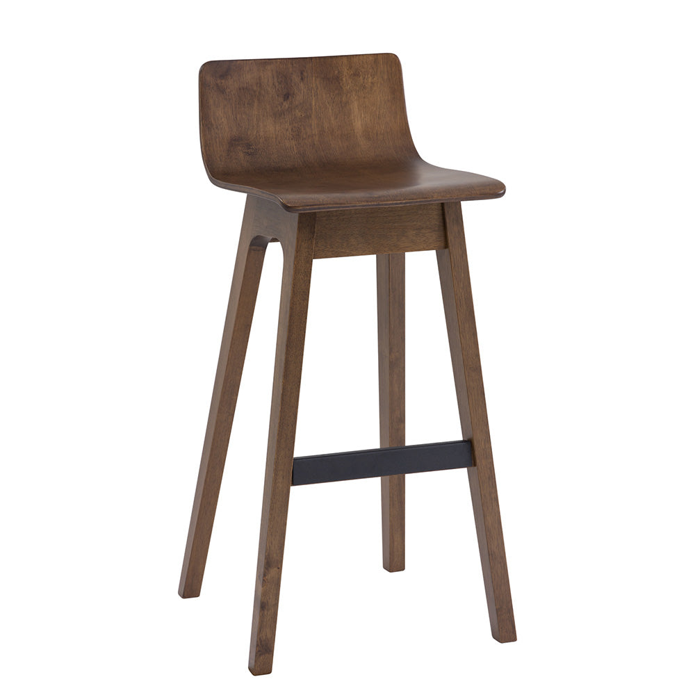 AVA Bar Stool - Solid Walnut Wood Counter Height Stool with Backrest - Perfect for Kitchen Island, Breakfast Nook & Home Bar Decor