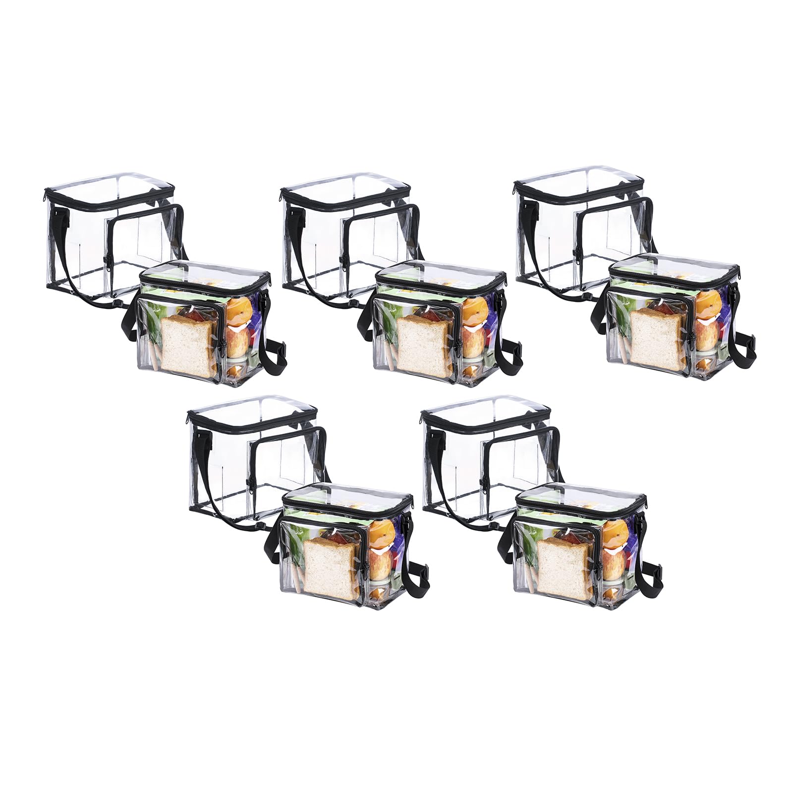 10-Pack Clear Plastic Lunch Bags for Work - Transparent Tote for Correctional Officers, Stadium Security & Office Use - 10.6x8.6x6 Inch See-Through Lunch Box for Men & Women - Perfect for School, Travel & Workplace Compliance
